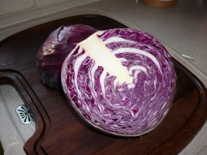 red cabbage cut in half, 