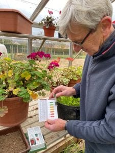 Alan Down checking soil pH