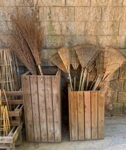 Bamboo garden tools in boxes
